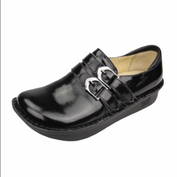 Alegria Alli Black Waxy Oxford slipon shoe size 41